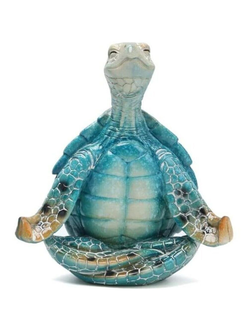 Sea Turtle Yoga Statue Coastal Zen Garden Decor Resin Figurine Home Office